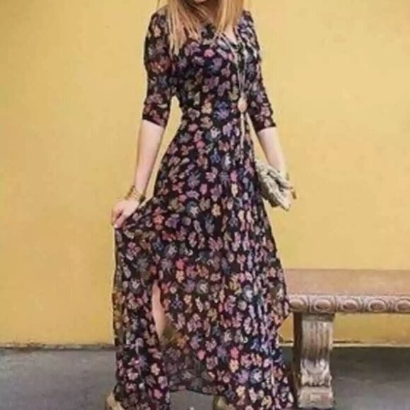 Anthropologie HD in Paris Varina Floral Maxi Dress Size 4 US Semi Sheer New - Picture 1 of 16